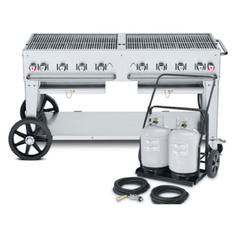 Crown Verity CV-MCC-60 Club Series Mobile Cart Grill With Tank Cart LP Gas 58" X21" Grill Area