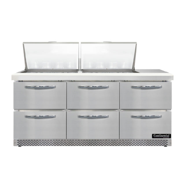 Continental Refrigerator D72N24M-FB-D Designer Line Mighty Top Sandwich Unit Front Breather