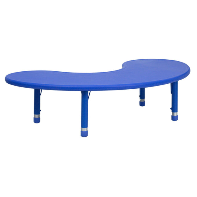 Flash Furniture YU-YCX-004-2-MOON-TBL-BLUE-GG Preschool Activity Table 65"W X 35"D X 14-1/2" To 23-3/4" Adjustable Height