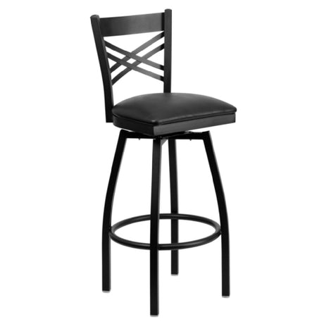 Flash Furniture XU-6F8B-XSWVL-BLKV-GG Hercules Series Bar Stool Metal X-back Black Vinyl Upholstered Padded Swivel Seat