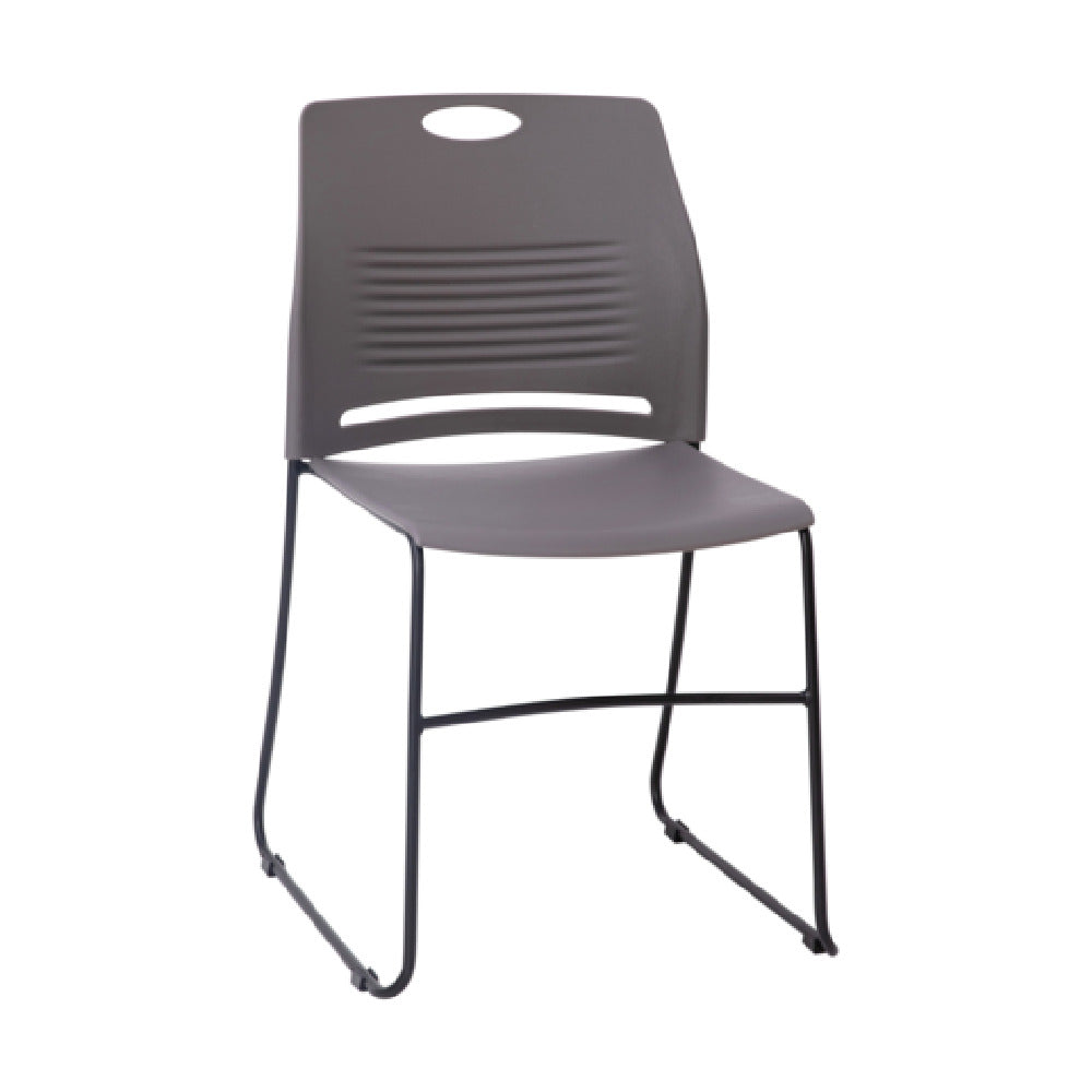 Flash Furniture RUT-NC499A-GY-GG HERCULES Series Commercial Grade 660 Lb. Capacity Gray Plastic Stack Chair With Black Powder Coated Sled Base Frame And Integrated Carrying Handle