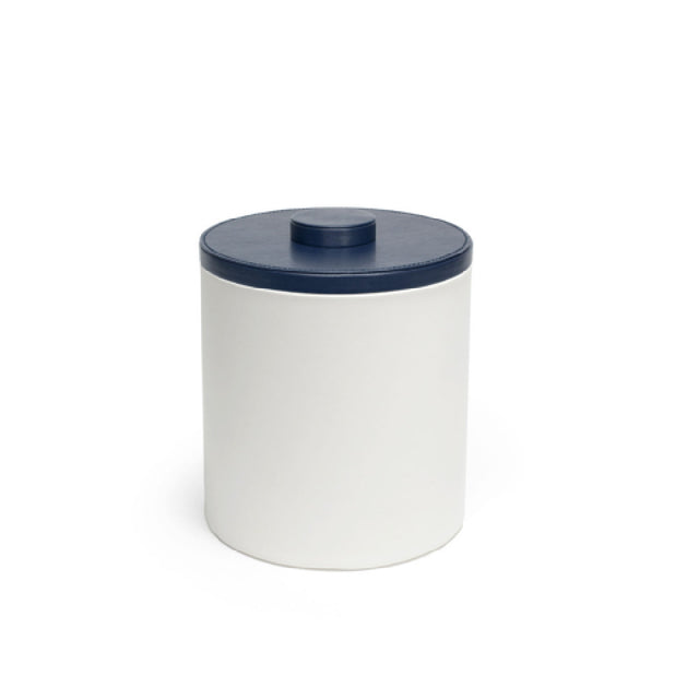 FOH RIB047WHL21 3.5qt Round London Ice Bucket White With Navy Lid Includes One RIB017WHL21-BTM 3.5qt Round London Ice Bucket Base White