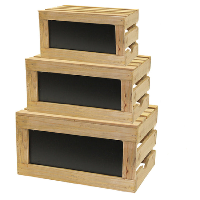 Tablecraft RCBCRATE1 Rustic Risers™ Crate Set With Chalkboard 3 Piece Nesting Set