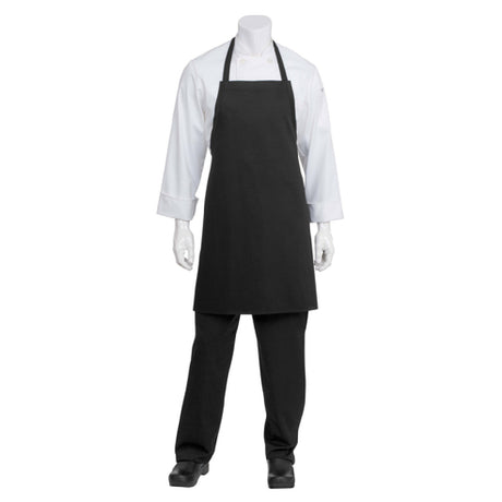 Chef Works APKBL BLK0 Bib Apron 33"L X 27-1/2"W No Pockets