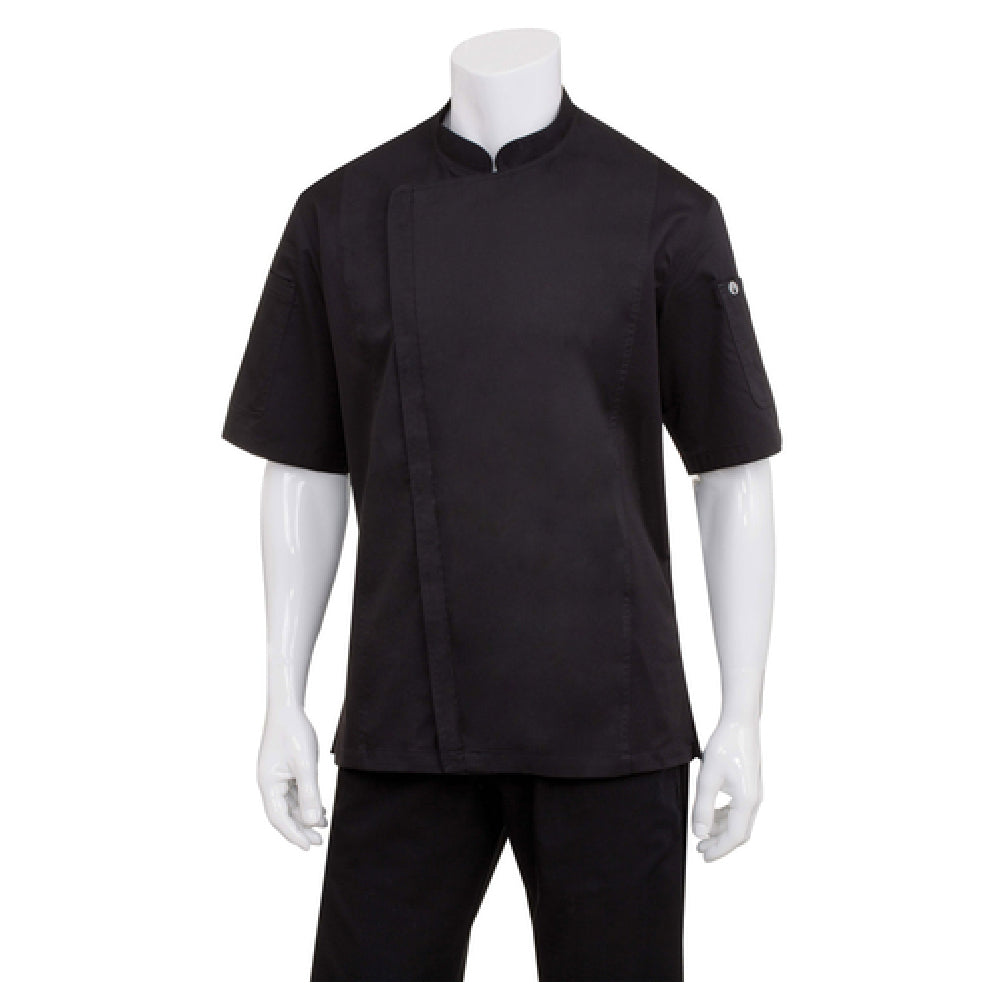 Chef Works BCSZ009BLKL Springfield Chef Coat Single-breasted Short Sleeves