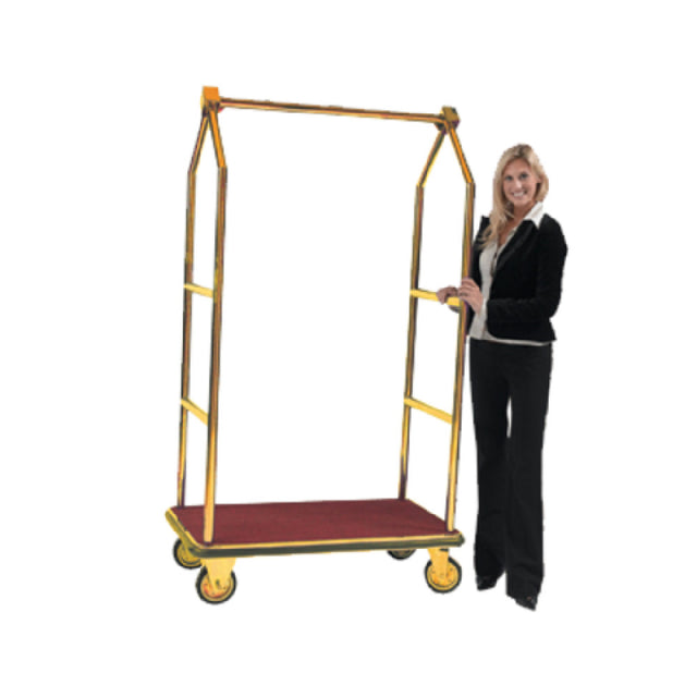 Aarco LC-2B Luggage Cart 24"W X 42"L X 72"H 1-1/2" Dia. Tubular Brass Frame