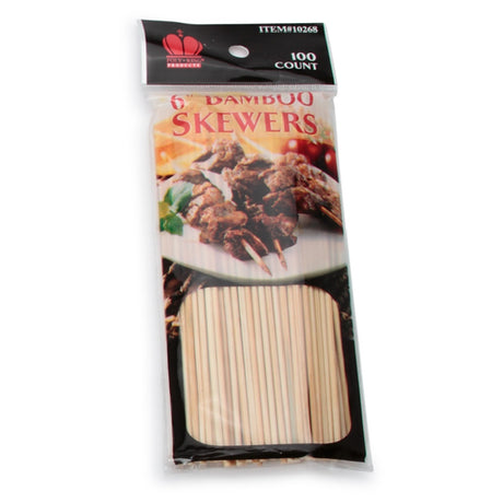 Royal Industries BAM 6 Skewers 6" 2-1/2mm Thick