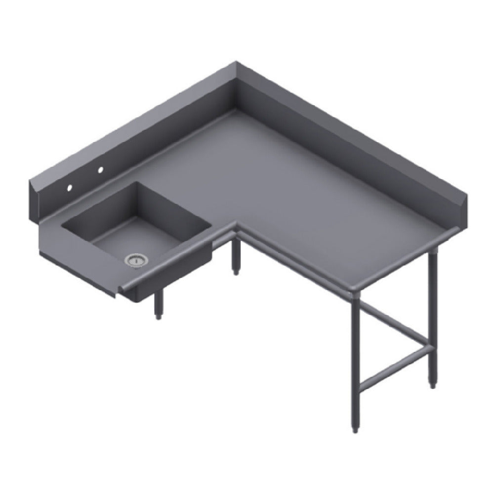 Winholt SDT-16-C-84R - Corner Soiled Dish Table, Right To Left, Stainless Steel Legs And Clad Bullet Feet