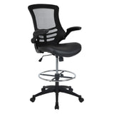 Flash Furniture BL-X-5M-D-BK-LEA-GG Swivel Drafting Chair 43-1/4" To 50-3/4" Adjustable Height