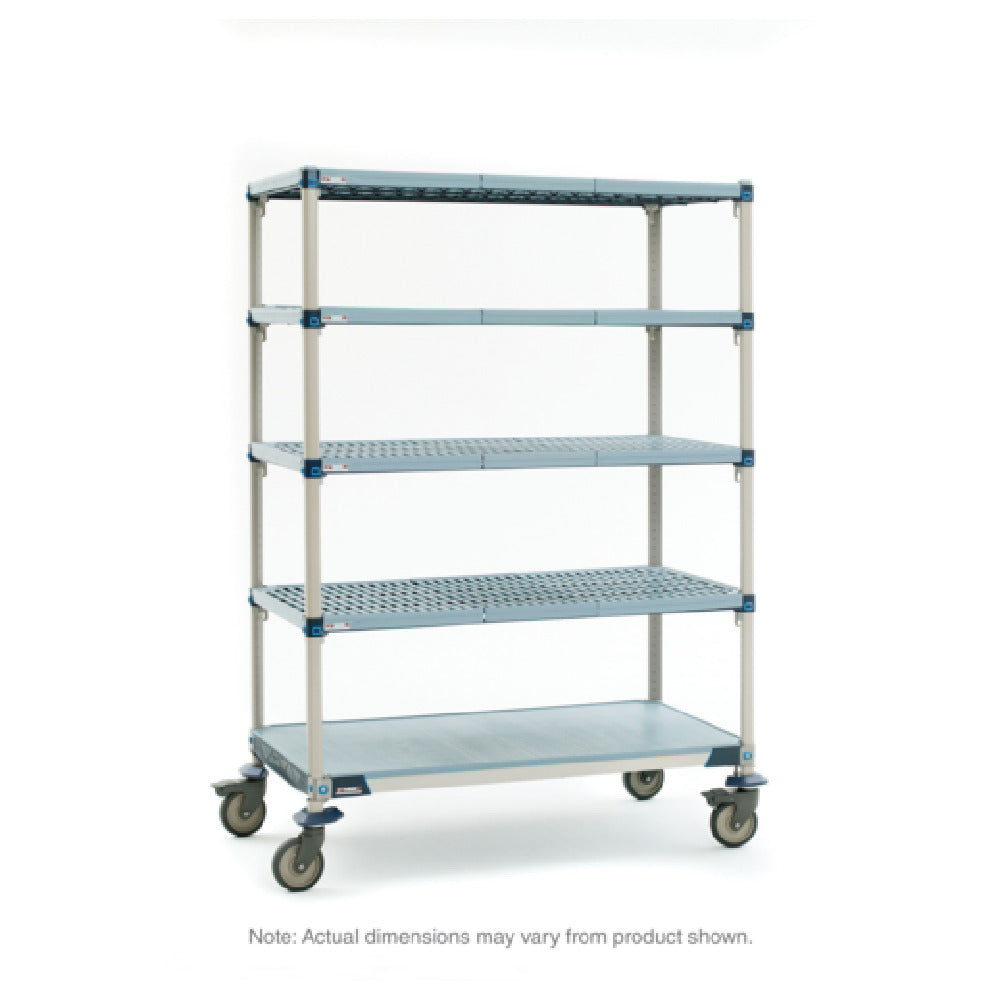 Metro 5Q557EG3 MetroMax®Q Mobile Shelving Unit 48"W X 24"D X 80"H (4) Open Grid Shelves With Epoxy Coated Steel Frames & Removable Polymer Shelf Mats (1) MetroMax® I Solid Shelf