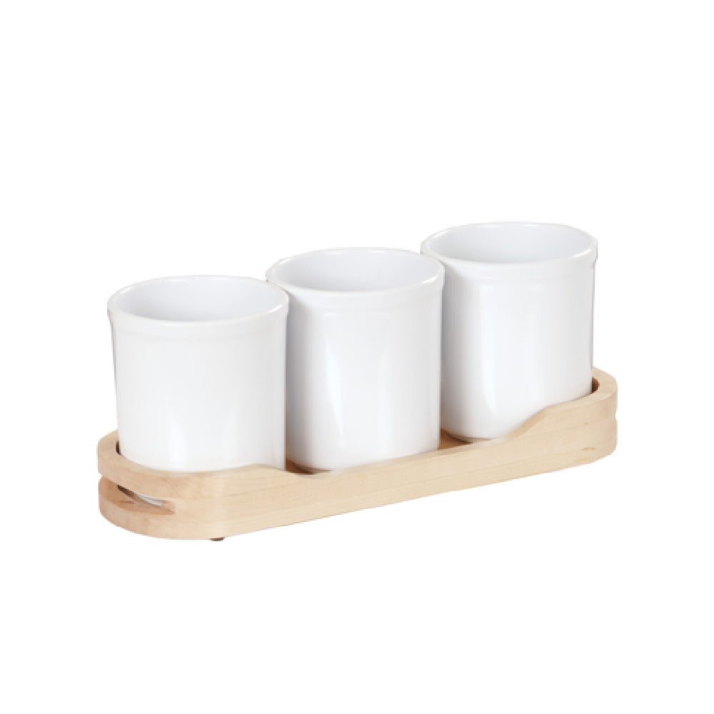 Cal Mil 3647-32-71 Cylinder Tray 16"W X 5-1/2"D X 6"H Includes (3) 32 Oz. Melamine Jars