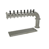 Glastender PC-8-MF Pipe Cantilever Draft Dispensing Tower Countertop (8) Stainless Steel Faucets (handles Not Included)