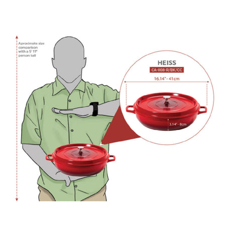 GET Enterprises CA-008-G/BK/CC Heiss™ Braiser Pan 4 Qt. (5 Qt. Rim Full) 12-5/8" Dia. X 2-7/8"H