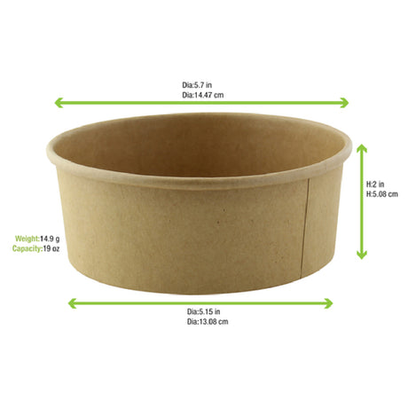 PacknWood 210PC581K - To Go Container, 20 Oz., 5.7" Dia. X 2"H