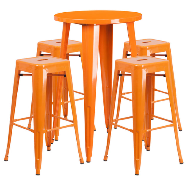 Flash Furniture CH-51080BH-4-30SQST-OR-GG Table And Bar Stool Set Includes (1) 24" Dia. X 41"H Table