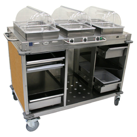 Cadco CBC-HHH-L1 MobileServ® Mobile Hot Buffet Cart (3) Hot Full Size Buffet Servers