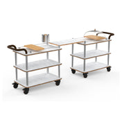 Steelite MGCRNX24CSXX Rollin Top Border Brunch Time Cart Leather Handle White Carrera Stainless Steel