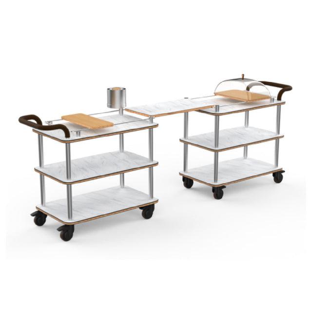 Steelite MGCRNX24CSXX Rollin Top Border Brunch Time Cart Leather Handle White Carrera Stainless Steel