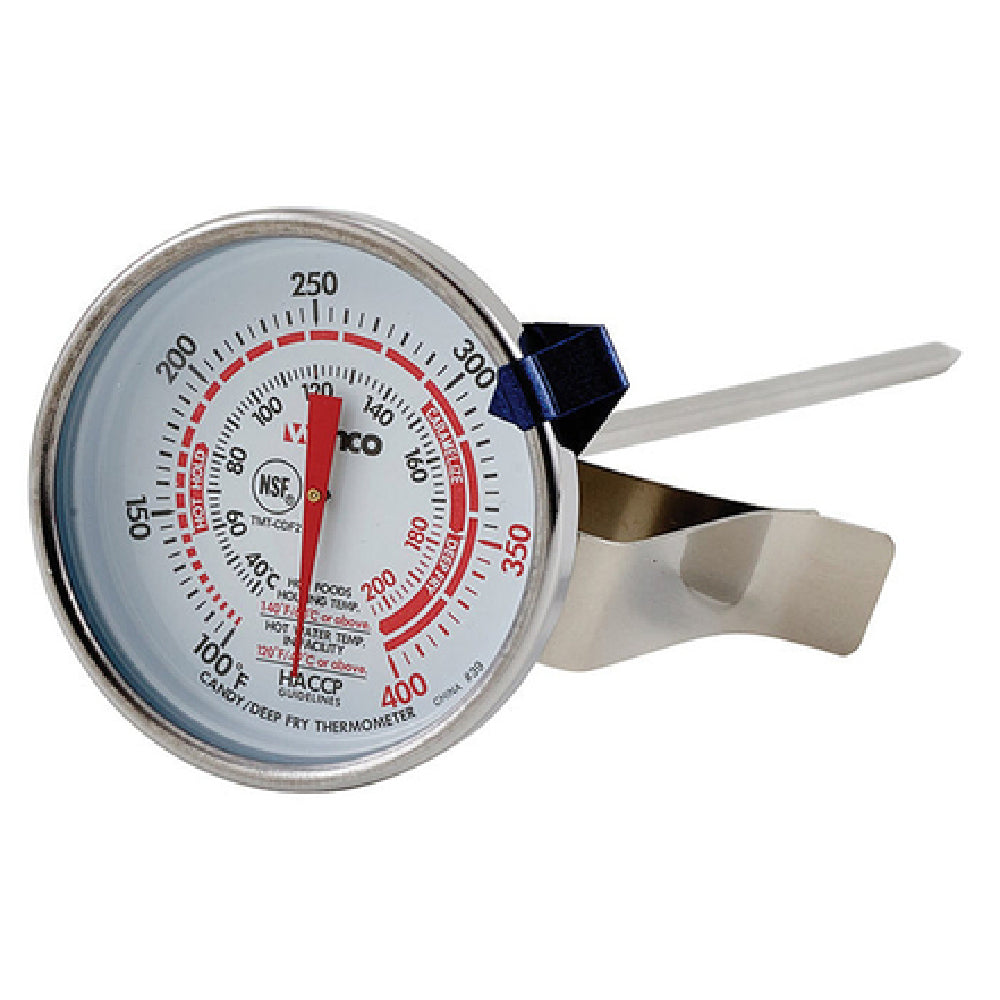 Winco TMT-CDF2 Candy/Deep Fry Thermometer Temperature Range 100° To 400°F 2" Dia. Dial Face