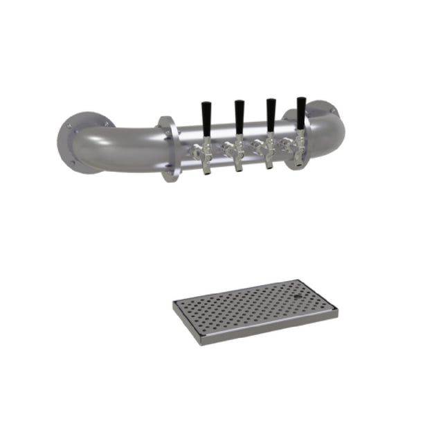 Glastender PW-4-SS Pipe Wall Draft Dispensing Tower Wall Mount (4) Stainless Steel Faucets (handles Not Included)