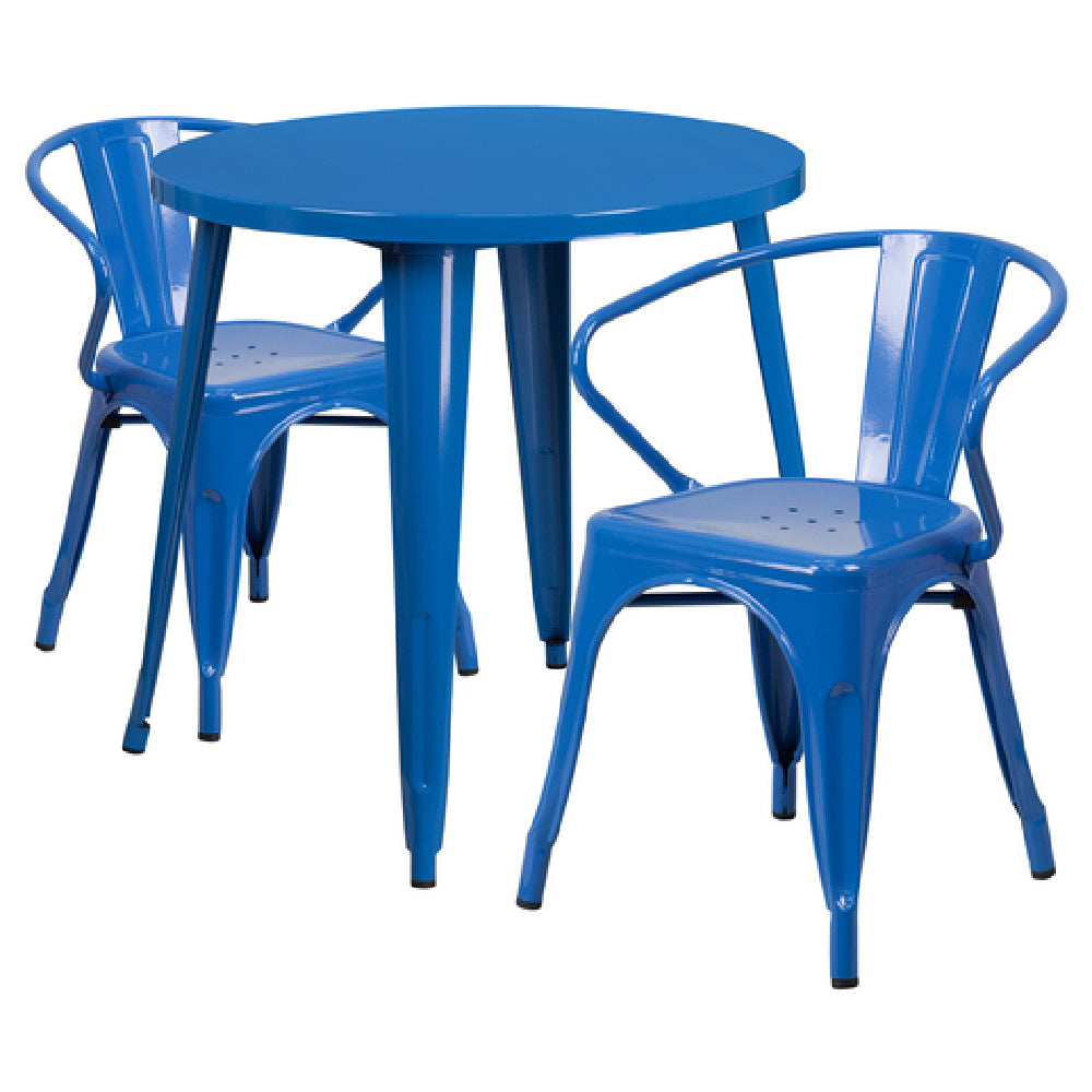 Flash Furniture CH-51090TH-2-18ARM-BL-GG Table And Chair Set Includes (1) 30" Dia. X 29-1/2"H Table