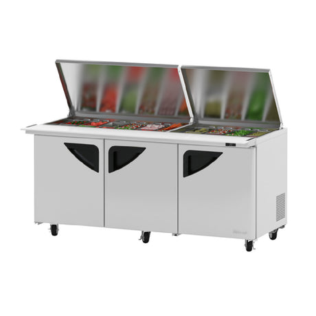 Turbo Air TST-72SD-30-N-FL Super Deluxe Sandwich/Salad Mega Top Unit With Flat Lids