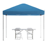 Flash Furniture JJ-GZ10183Z-4LEL3-BLWH-GG Otis Pop-up Canopy Tend And Folding Chair Set