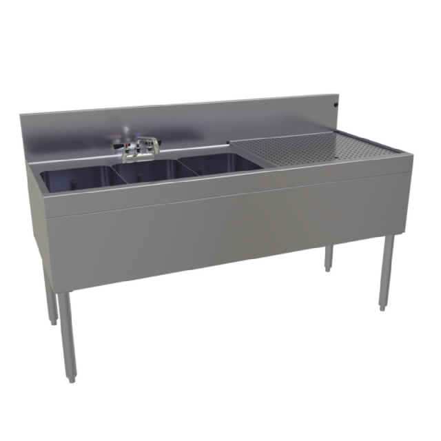 Glastender TSB-60L-S Underbar Sink Unit Three Compartment 60"W X 24"D