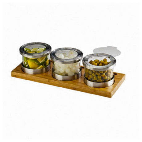 Cal Mil 1850-4-60HL Cold Condiment Display 16"W X 6"D X 4"H (3) 16 Oz.