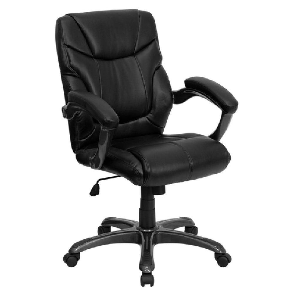 Flash Furniture GO-724M-MID-BK-LEA-GG Overstuffed Swivel Task/Office Chair 38" To 41-3/4" Adjustable Height