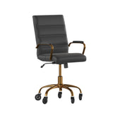 Flash Furniture GO-2286M-BK-GLD-RLB-GG Camilia Executive Swivel Office Chair 37" To 40-3/4" Adjustable Height