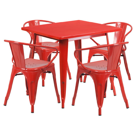 Flash Furniture ET-CT002-4-70-RED-GG Table And Chair Set Includes (1) 31-1/2"W X 31-1/2"D X 29-1/2"H Table