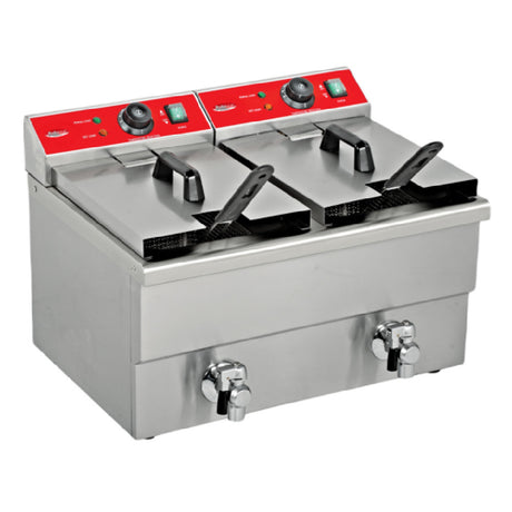 BakeMax BMFE020 Double Mini Countertop Fryer Electric 24.4"W X 17"D X 16.2"H