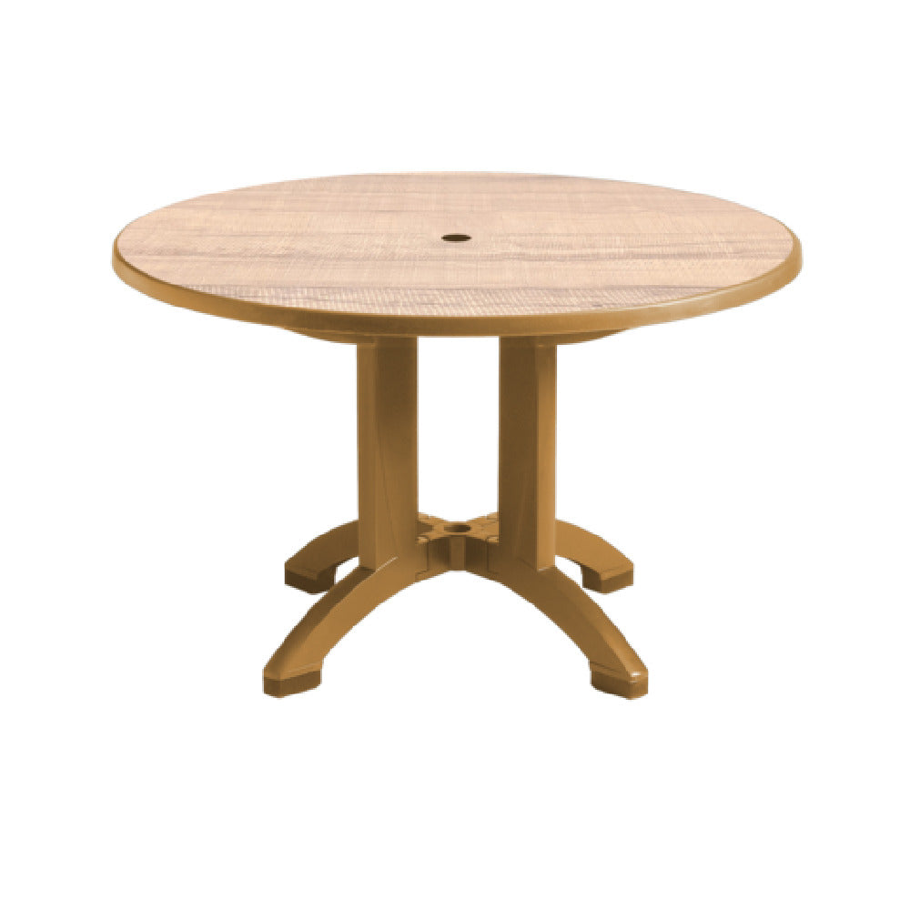 Grosfillex US481008 Aquaba Outdoor Table 48" Round Sawcut Inlay Design Table Top