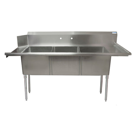 BK Resources BKSDT-3-1820-14-RS Soiled Dishtable & Three-Compartment Sink 72"W X 30-3/8"D X 44"H Overall Size