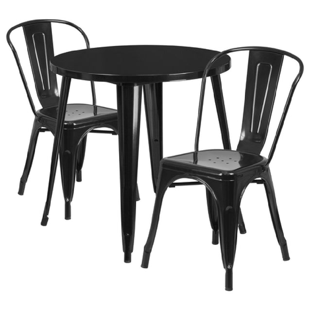 Flash Furniture CH-51090TH-2-18CAFE-BK-GG Table And Chair Set Includes (1) 30" Dia. X 29-1/2"H Table