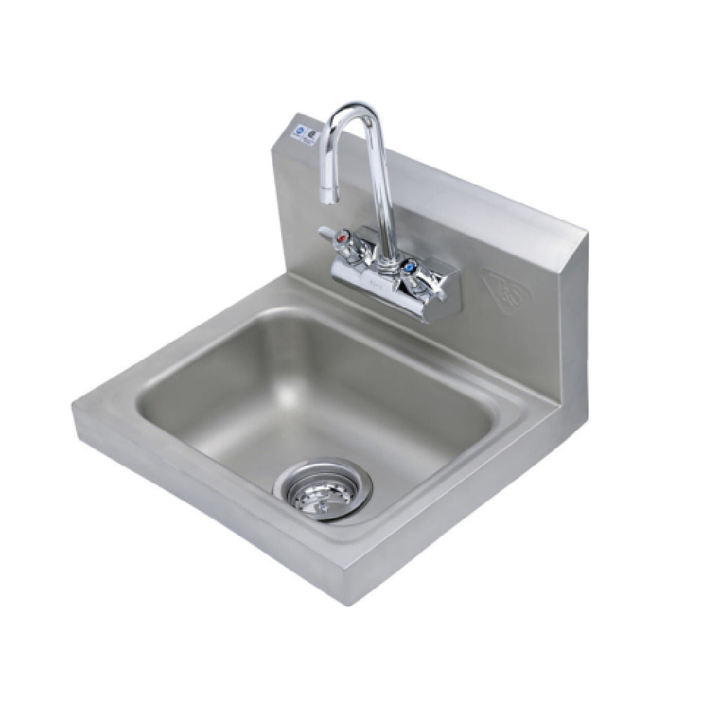 T&S Brass 5F-4WLX03-4W Hand Sink Stainless Steel With 4" Wall Mount Mixing Faucet With Polished Chrome Plated Brass Body