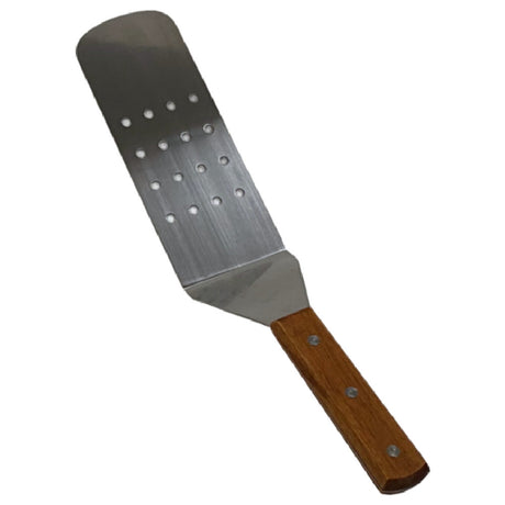 Town 34982 Perforated Turner Wooden Handle. Blade Length: 9.5” Overall Length: 14”