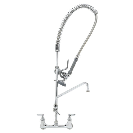 T&S Brass B-0133-12-CR-B EasyInstall Pre-Rinse Unit Spring Action Gooseneck 8" Wall Mount