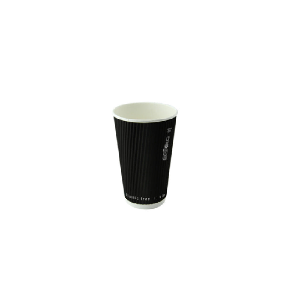 PacknWood 210GCRPLA4N - Black Rippled Wall Cup Without Plastic, 4oz, 2.4" D X 2.4" H