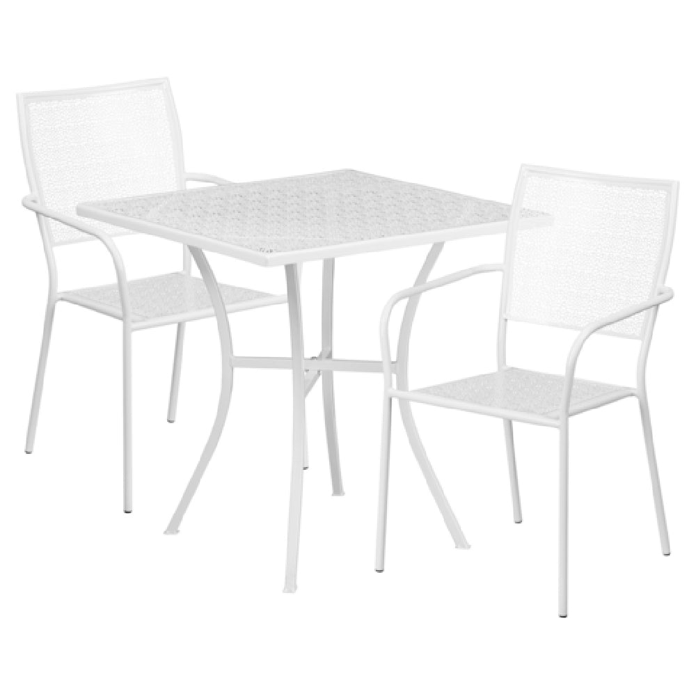 Flash Furniture CO-28SQ-02CHR2-WH-GG Patio Table Set Includes (1) Table: 28"W X 28"D X 28-1/4"H