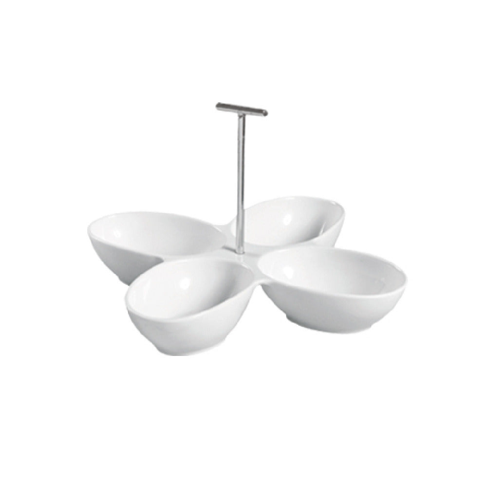 CAC China COL-44 Accessories Divided Bowl 8-1/2 Oz. Per Compartment 13-1/2"L X 13-1/2"W X 7-1/2"H