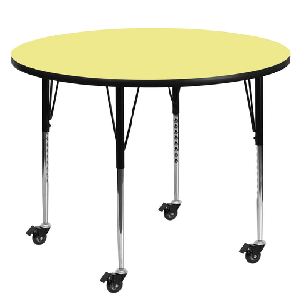 Flash Furniture XU-A60-RND-YEL-T-A-CAS-GG Activity Table 60" Dia. X 22-1/4" To 30-2/5" Adjustable Height