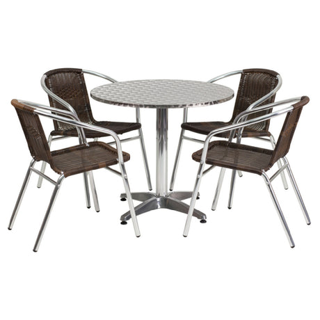 Flash Furniture TLH-ALUM-32RD-020CHR4-GG Table & Chair Set Includes (1) 31-1/2" Dia. X 27-1/2"H Table