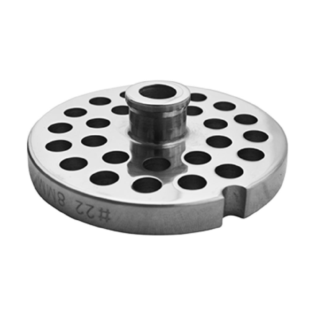 Uniworld Food Service Equipment SS822GP3/8-H Grinder Plate With Hub #223/8" Stainless Steel