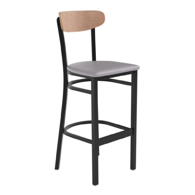 Flash Furniture XU-DG6V6GYV-NAT-GG Wright Bar Stool 500 Lb. Weight Capacity Gray Vinyl Upholstered Seat