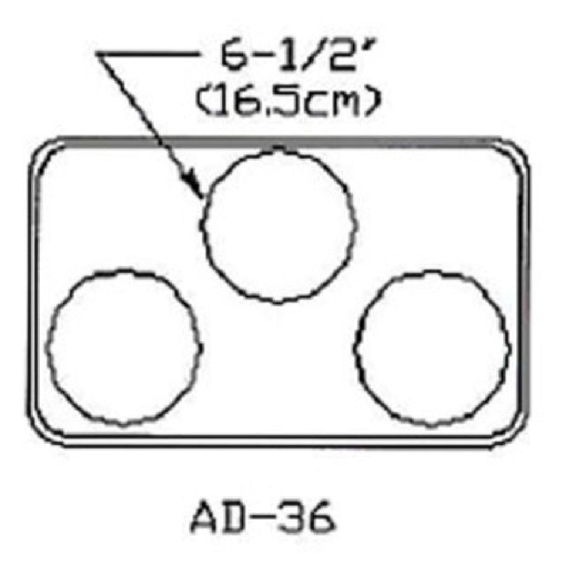 Atlas Metal AD-36 Adapter Plate With (3) 6-1/2" Inset Holes Full Perimeter Beaded Edge