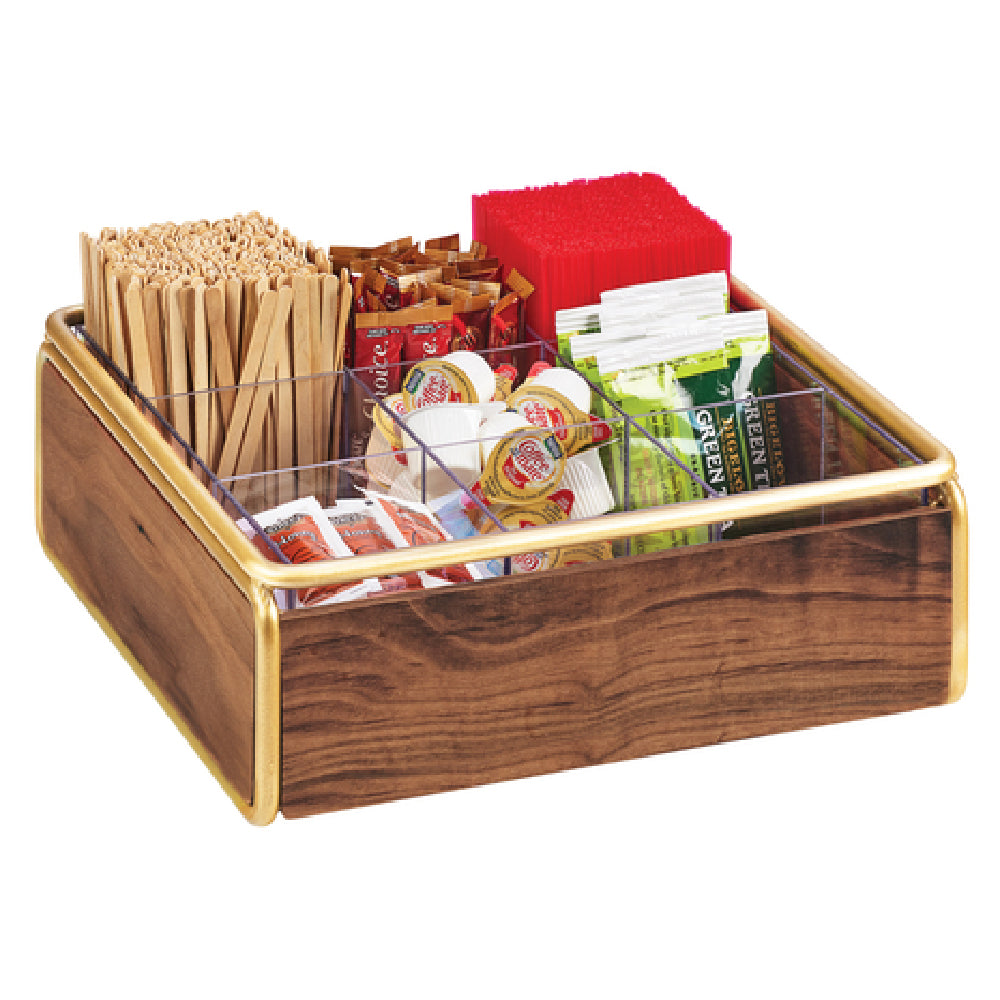 Cal Mil 3707-46 Mid-Century Condiment Organizer 12"W X 12"D X 4-1/2"H (1) 9-compartment Plastic Insert