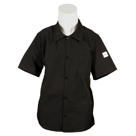 Mercer Culinary M60200BKM Millennia® Unisex Cook Shirt (5) Traditional Buttons Mesh Back