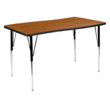 Flash Furniture XU-A3048-CON-OAK-T-A-GG Wren Activity Table 47-1/2"W X 28"D X 21-1/4"-30-1/4"H